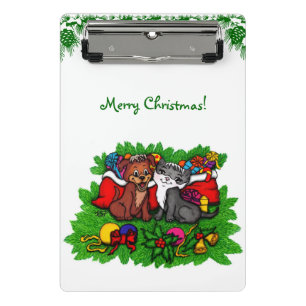 Kitty and Puppy , Happy XMas Mini Clipboard