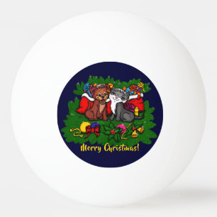 Kitty and Puppy , Happy XMas Ping Pong Ball