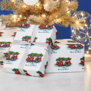 Kitty and Puppy , Happy XMas Wrapping Paper