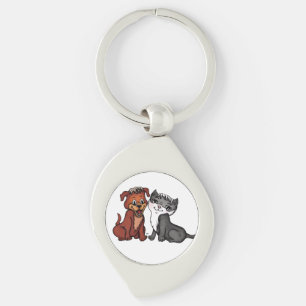 Kitty and Puppy Key Ring