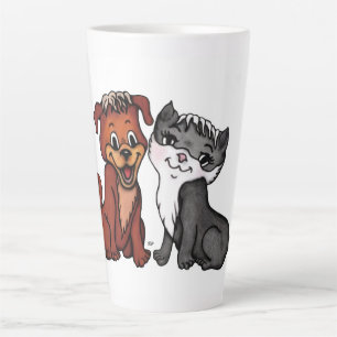 Kitty and Puppy Latte Mug