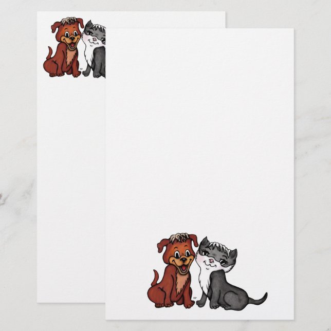 Kitty and Puppy Stationery (Front/Back)