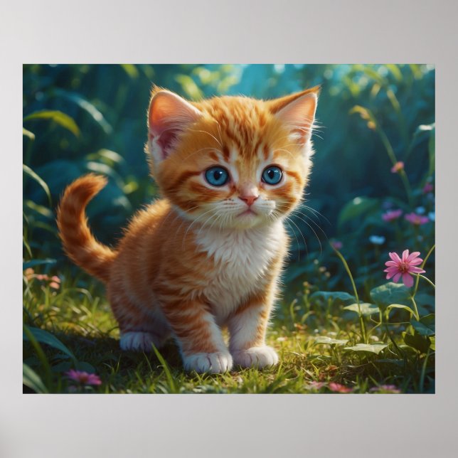 *~* Kitty AP68 5:4 Fluffy ORANGE Feline Kitten Poster (Front)