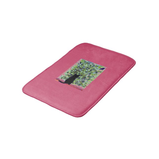 Kitty Art Black Cat Custom Colour Bath Mat (Angled)