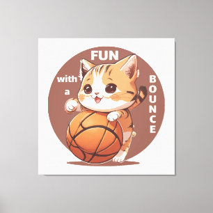 kitty basketball canvas print