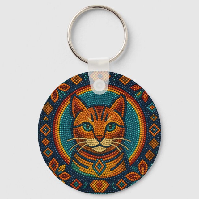 Kitty Bead Design Key Ring (Front)