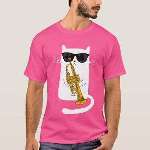 Kitty Bebop Jazz Cat Playing Trumpet - Hippy Hipst T-Shirt
