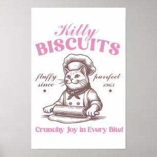 Kitty Biscuits Adorable Cat Baker Making Biscuit Poster