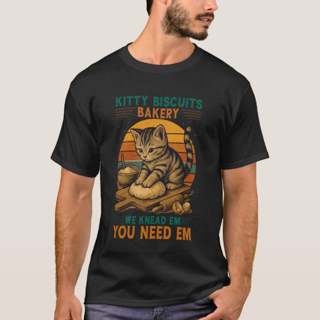 Kitty Biscuits Bakery Funny Cat Baking Gifts for D T-Shirt (Front)