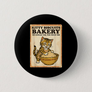 Kitty biscuits bakery funny cat kneading dough mem 6 cm round badge