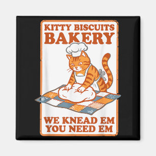 Kitty biscuits bakery funny cat kneading dough mem magnet