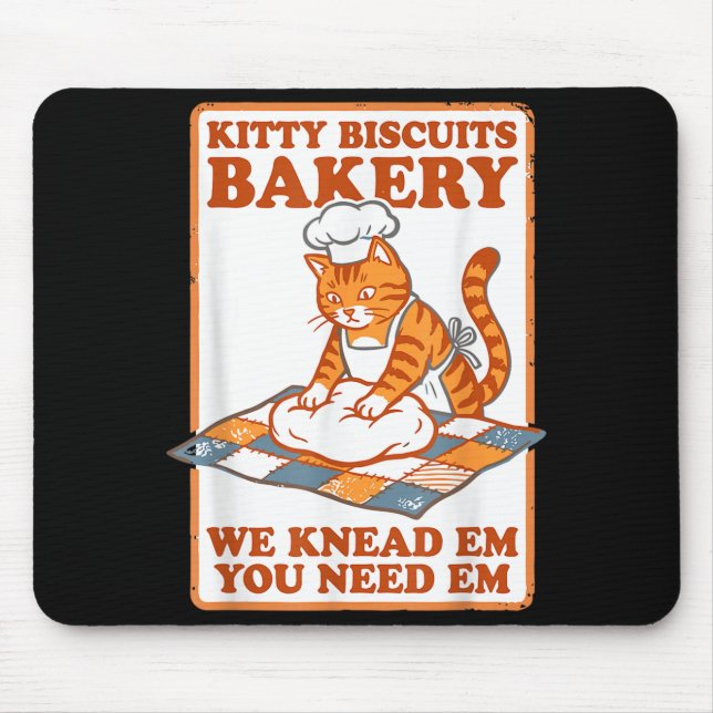 Kitty biscuits bakery funny cat kneading dough mem mouse mat (Front)