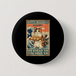 Kitty biscuits bakery great wave cat kneading meme 6 cm round badge