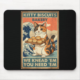 Kitty biscuits bakery great wave cat kneading meme mouse mat