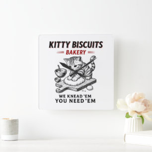 Kitty Biscuits Bakery Square Wall Clock