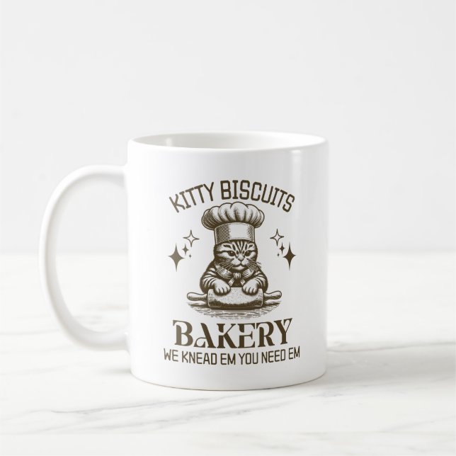 Kitty Biscuits Bakery We Knead Em You Need Em Coffee Mug (Left)