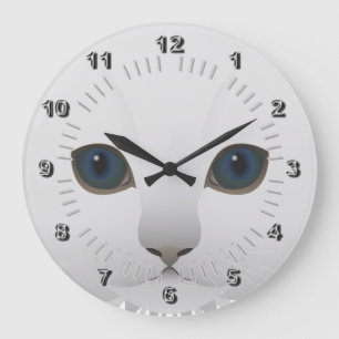 Kitty blue eyes large clock