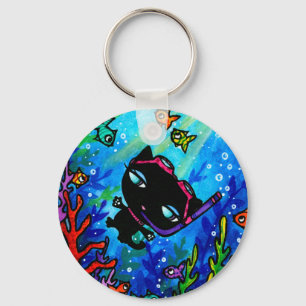 Kitty Bobbin Swims with the Fish Cat Keychain