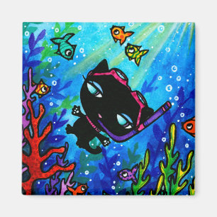 Kitty Bobbin Swims with the Fish Cat Magnet