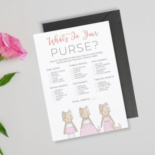 Kitty Bridal Shower What's In Your Purse Game Card
