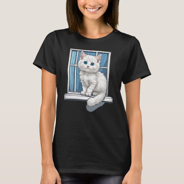 Kitty By The Window T-Shirt (Front)
