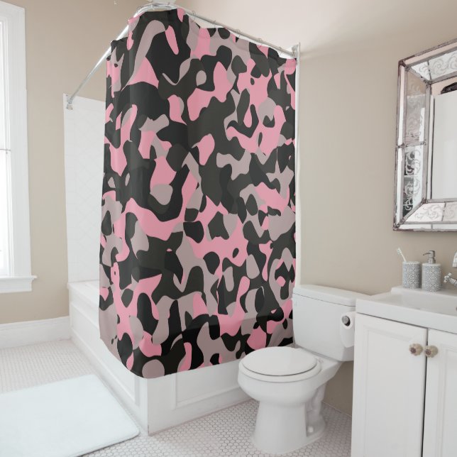 Kitty Camo Shower Curtain (In Situ)