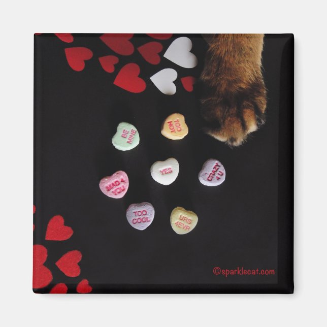 Kitty Candy Hearts Love Square Magnet (Front)