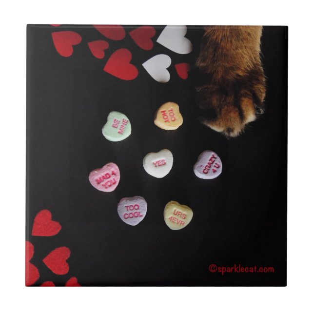 Kitty Candy Hearts Love Tile (Front)
