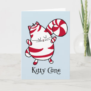 Kitty Cane Candy Cane Christmas Blank Inside Card