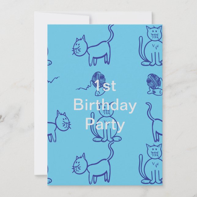 Kitty Cat 1st Birthday Invitation (Front)