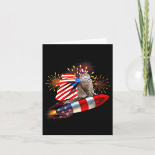 Kitty Cat 4th Of July Rocket With Fireworks Usa Pa Card