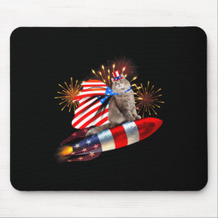 Kitty Cat 4th Of July Rocket With Fireworks Usa Pa Mouse Mat