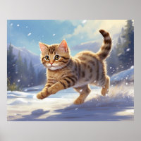 *~*  Kitty Cat 5:4  Kitten Snow Jumping AP68 