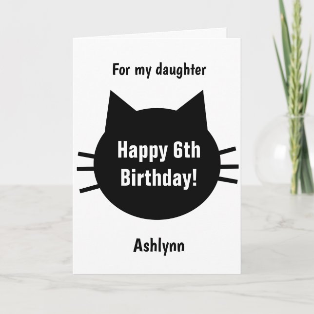 Kitty Cat 6th Birthday  Card (Front)