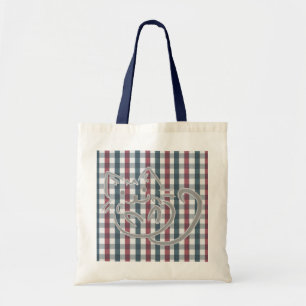 Kitty Cat and Plaid Tote Bag