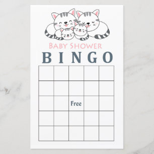 Kitty Cat baby shower bingo card