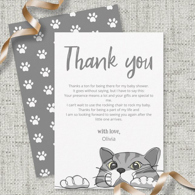 Kitty Cat Baby Shower Gender Neutral thank you Card (Creator Uploaded)