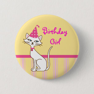 Kitty Cat Birthday Button