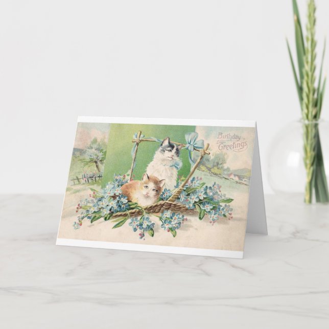 Kitty Cat Birthday Greetings Card (Front)