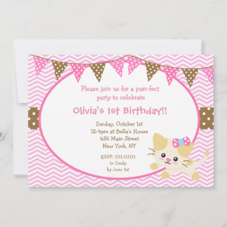 Kitty Cat Birthday Invitations