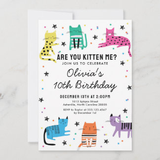 Kitty Cat Birthday Party Invitation 