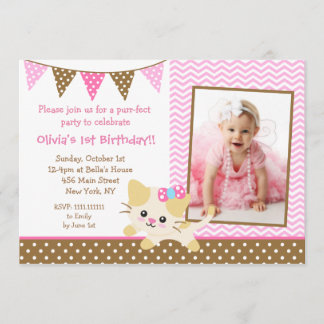 Kitty Cat Birthday Party Invitations