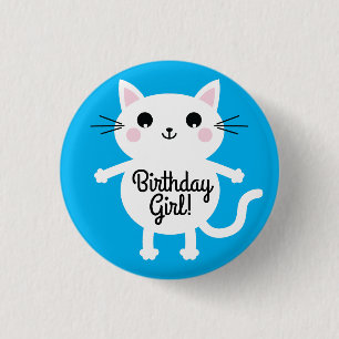 Kitty Cat Birthday Party Kids 3 Cm Round Badge