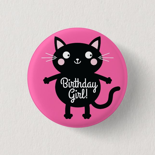 Kitty Cat Birthday Party Kids 3 Cm Round Badge (Front)
