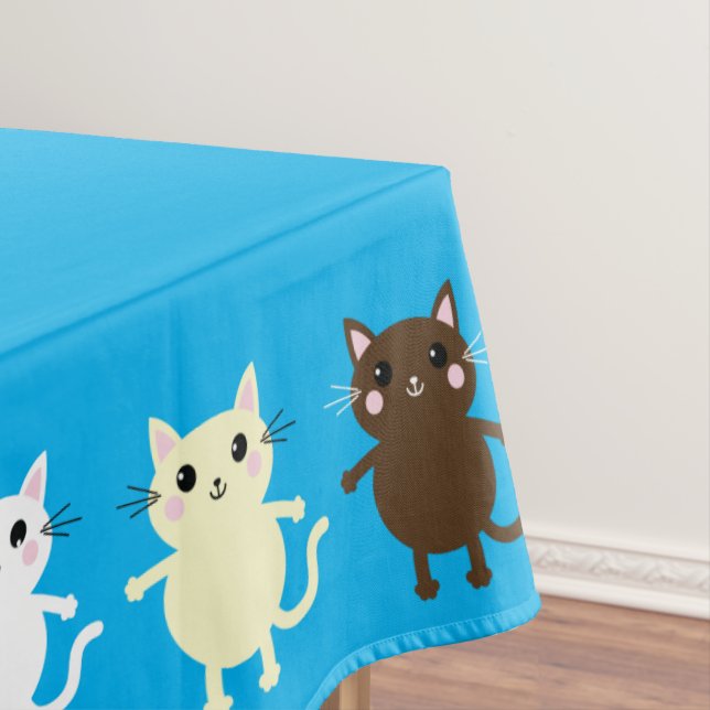 Kitty Cat Birthday Party Kids Tablecloth (In Situ)