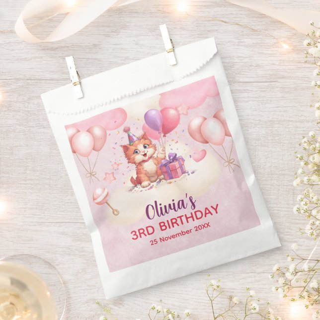 Kitty Cat Celebration Birthday Favour Bags (Clipped)