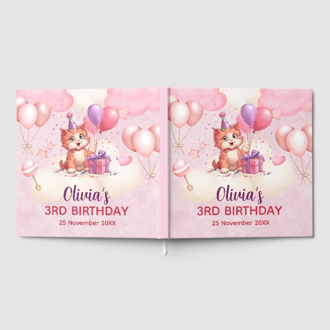 Kitty Cat Celebration Birthday Guest Book (Full)