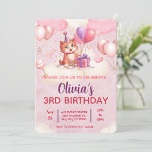 Kitty Cat Celebration Birthday Invitation