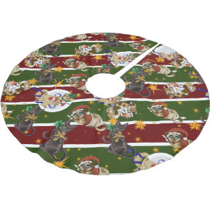 Kitty Cat Christmas  Brushed Polyester Tree Skirt
