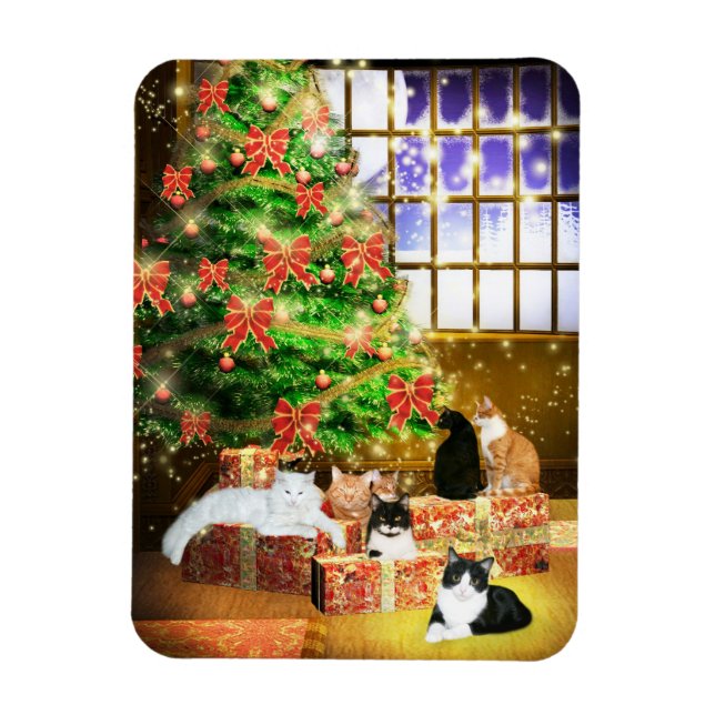 Kitty cat Christmas Magnet (Vertical)